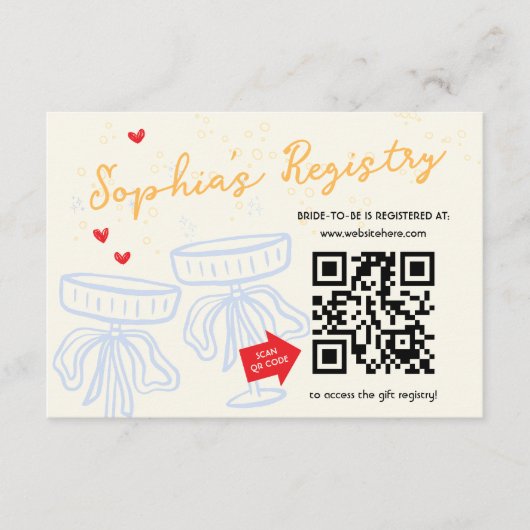 Sweet Modern Script Coquette Bow Registry Begleitkarte (Vorderseite)