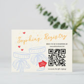 Sweet Modern Script Coquette Bow Registry Begleitkarte (Stehend Vorderseite)