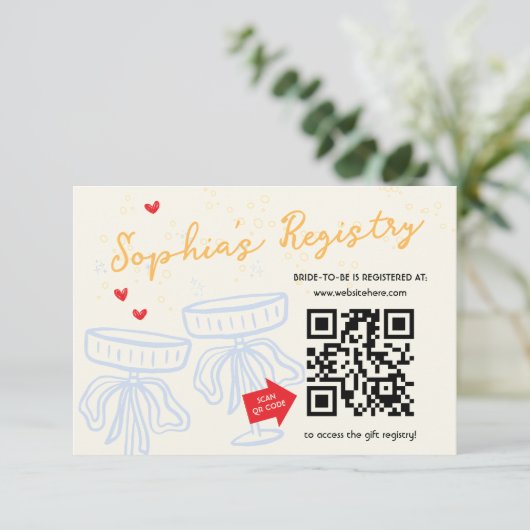 Sweet Modern Script Coquette Bow Registry Begleitkarte (Stehend Vorderseite)