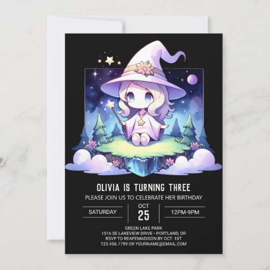 Sweet Modern Wizard Geburtstag Einladung (Vorderseite)