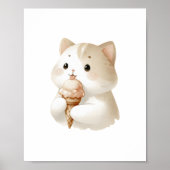 Sweet Moments Niedlich Kitten mit Eiscreme Poster (Vorne)