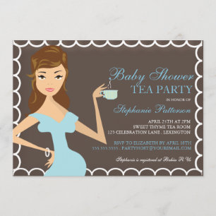 Sweet Mommy Baby Dusche Tee Party Einladung Blau