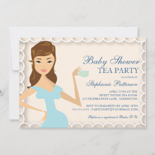 Sweet Mommy Baby Dusche Tee Party Einladung Blau