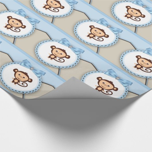 Sweet Monkey Baby Dusche Geschenkpapier (Ecke)