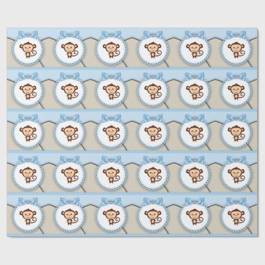 Sweet Monkey Baby Dusche Geschenkpapier (Flach)