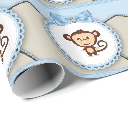 Sweet Monkey Baby Dusche Geschenkpapier (Rolleneckpunkt)
