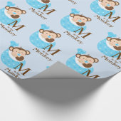 Sweet Monkey Baby Shower Wrapping Paper Geschenkpapier (Ecke)