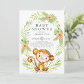 Sweet Monkey Boy Baby Shower Einladung (Stehend Vorderseite)