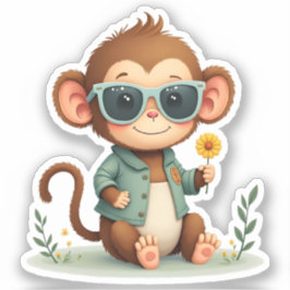 Sweet Monkey Friend | Gentle Kawaii Animal Aufkleber