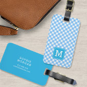 Sweet Monogram Baby Blue Gingham Gepäckanhänger