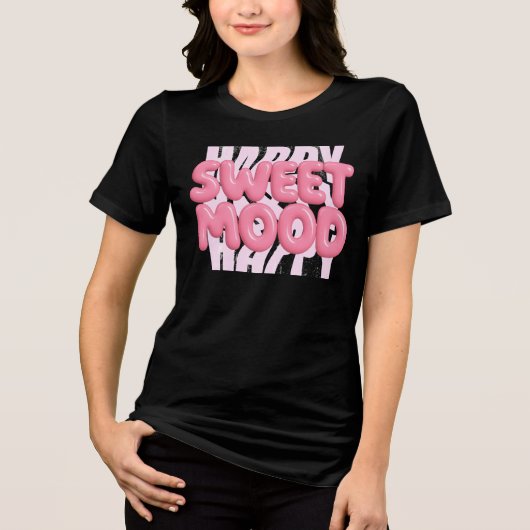Sweet Mood Pink Bubble Letting Niedliche Ästhetik Tri-Blend Shirt (Vorderseite)