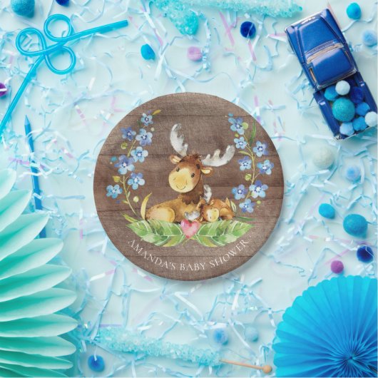 Sweet Moose Baby Shower 7" Platten Pappteller (Party)