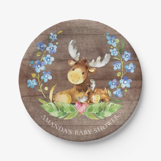 Sweet Moose Baby Shower 7" Platten Pappteller (Vorderseite)