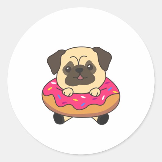 Sweet Mops Funny Animes in Donut Pink Runder Aufkleber (Vorderseite)