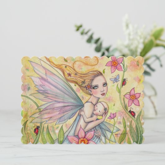 Sweet Mother and Baby Fairy Baby Shows lädt ein Einladung (Stehend Vorderseite)