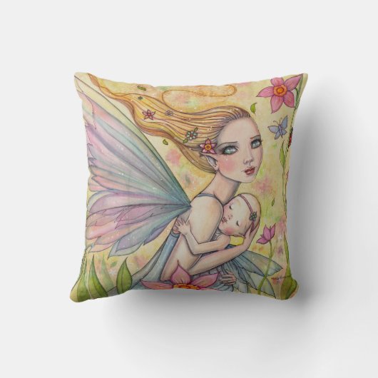 Sweet Mother and Baby Fairy Illustration Kissen (Rückseite)