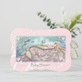 Sweet Mother and Baby Mermaid Baby Showeinladungen Einladung (Stehend Vorderseite)
