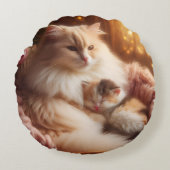 Sweet Mother Cat & Kitten - Mother's Day Throw Pil Rundes Kissen (Vorderseite)