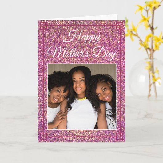 Sweet Mother Day Glitzer Custom Family Foto Karte (Gelbe Blume)