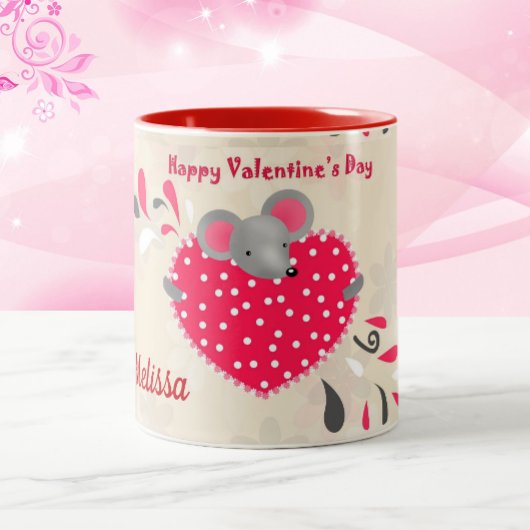 Sweet Mouse Happy Valentines Day Cup Custom Zweifarbige Tasse