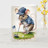 Sweet Mouse Playing Golf Blank Gruß Karte (Gelbe Blume)