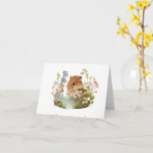 Sweet Mouse Savoring Blume BLANK Karte (Gelbe Blume)