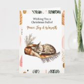 Sweet Napping Kitten | Personalisierte Weihnachten Karte (Vorderseite)