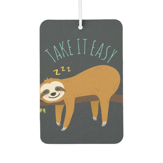 Sweet Napping Sloth "Take It Easy" Autolufterfrischer (Vorderseite)