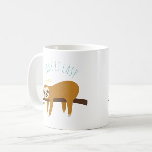 Sweet Napping Sloth "Take It Easy" Kaffeetasse (Vorderseite Links)