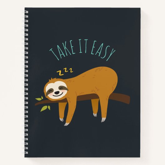 Sweet Napping Sloth "Take It Easy" Notizblock (Vorderseite)