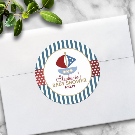 Sweet Nautical Baby Dusche Runder Aufkleber