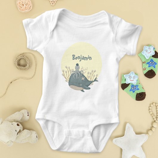 Sweet Nautical Whale Octopus Babydusche Baby Strampler