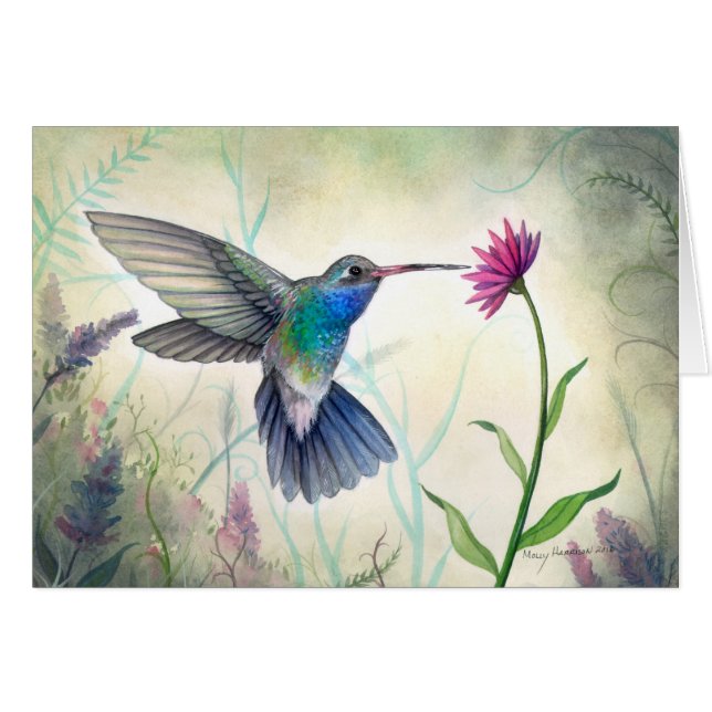 Sweet Nectar Hummingbird Aquarellmalerei (Vorderseite (Horizontal))