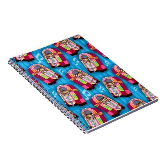 Sweet Neon Jukeboxes Fun Retro Muster Notizblock (Rechte Seite)