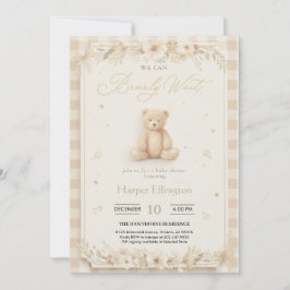 Sweet Neutral Teddy Bear Baby Shower Invite Einladung