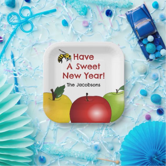 Sweet New Year Apfel und Biene Pappteller (Party)