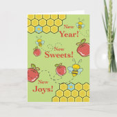Sweet New Year, Rosh Hashanah, Apples and Bees Karte (Vorderseite)