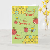 Sweet New Year, Rosh Hashanah, Apples and Bees Karte (Gelbe Blume)