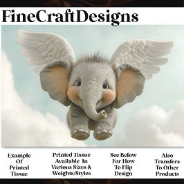 Sweet Niedlich Baby Elephant mit Wings AV4 Decoupa Seidenpapier