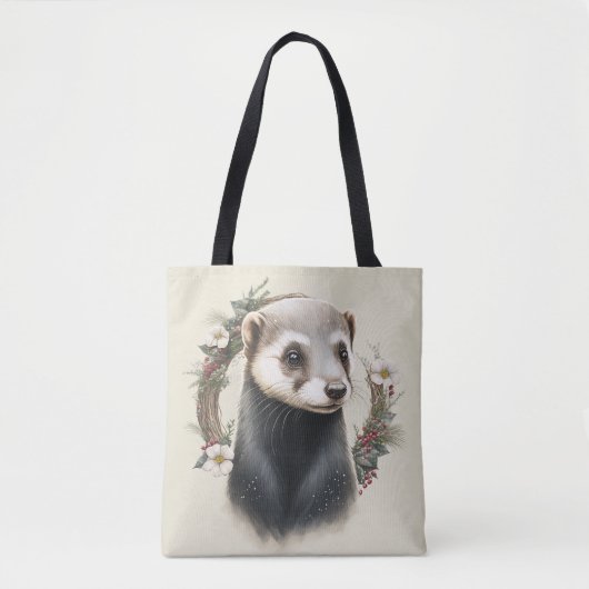 Sweet Niedlich Festive Ferret Tote Bag Tasche (Vorderseite)