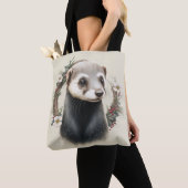 Sweet Niedlich Festive Ferret Tote Bag Tasche (Von Nahem)