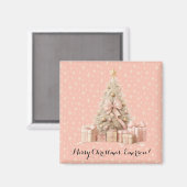 Sweet Niedlich & Girly Pastel Soft Pink Weihnachts Magnet (Vorderseite/Rückseite)