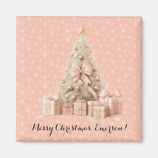 Sweet Niedlich & Girly Pastel Soft Pink Weihnachts Magnet (Vorne)
