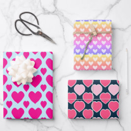 Sweet Niedlich Hearts Liebe Valentinstag Muster Geschenkpapier Set