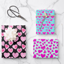 Sweet Niedlich Hearts Liebe Valentinstag Muster Geschenkpapier Set