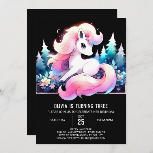 Sweet Niedlich Horse Geburtstag Einladung (Vorne/Hinten)