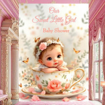 Sweet Niedlich Peach Pink Girl Baby Dusche Teacup