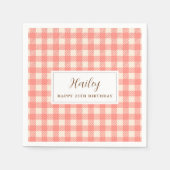 Sweet niedlich rosa Gingham Paper Napkin Serviette (Vorderseite)