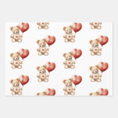 Sweet Niedlich Teddy Bear Heart Baby Shower Geschenkpapier Set (Vorderseite 3)