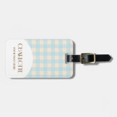 Sweet Niedlicher, hellblauer Babyblauer Gingham Gepäckanhänger (Vorderseite horizontal)